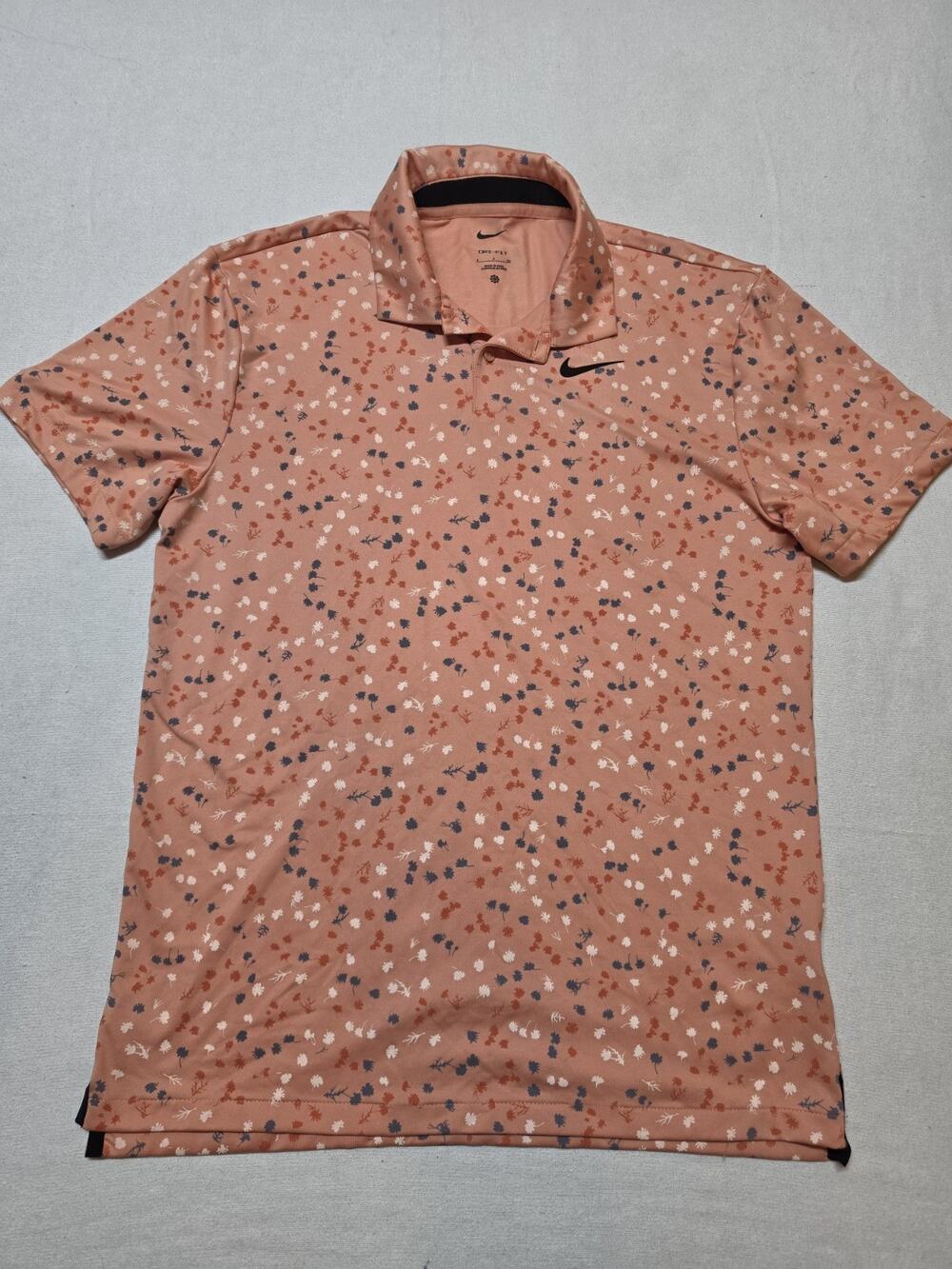 Nike Golf Dri-FIT Men’s Small Pink Floral Print Performance Polo Shirt